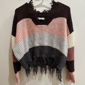 Multicolor Fringed Women's Sweater